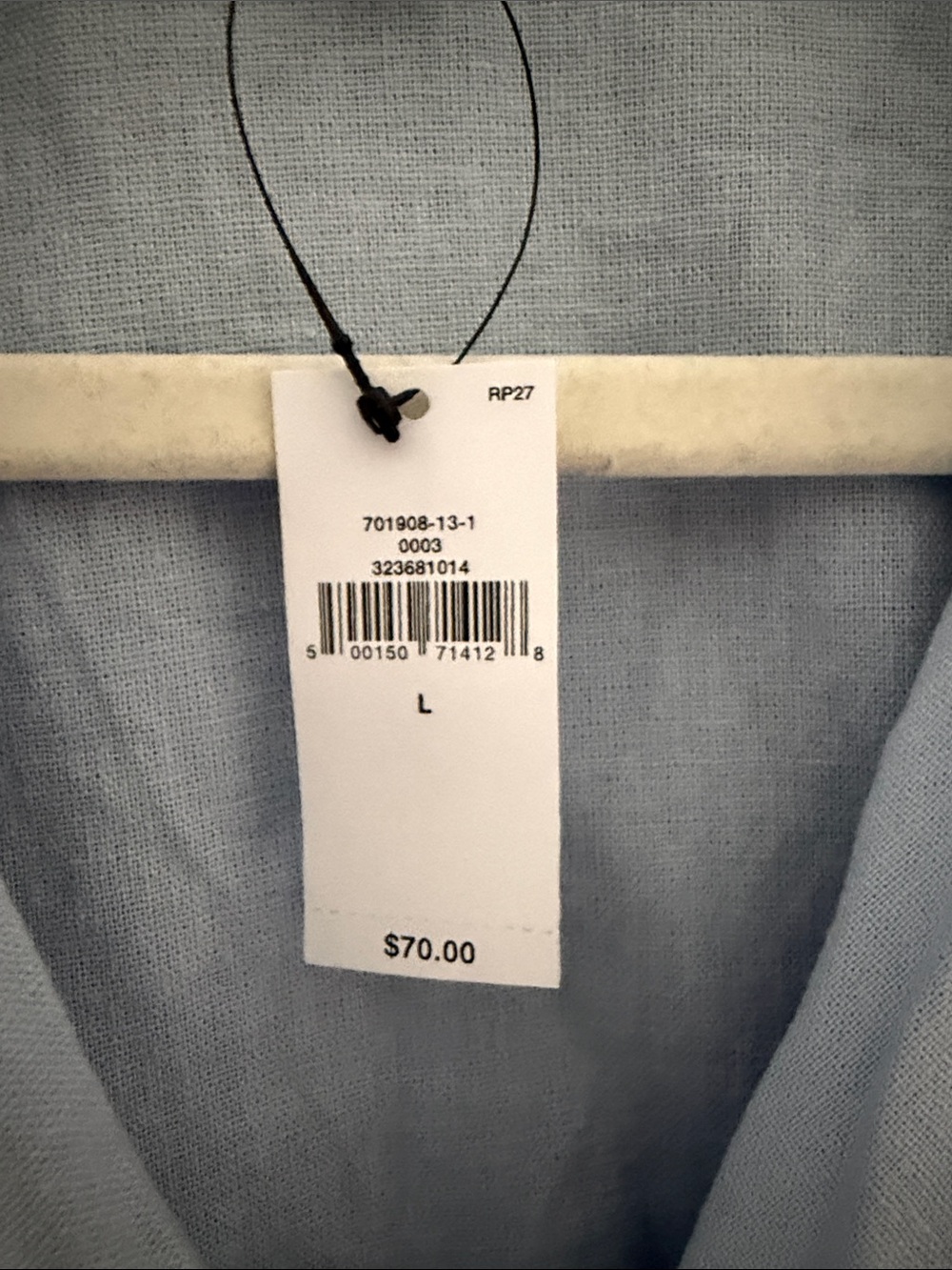 NWT Banana Republic Factory Light Blue Linen-Blend Shirt Large - Picture 3 of 6